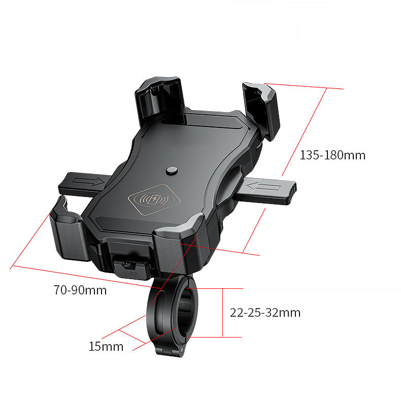 Motorcycle Wireless Charger & Phone Holder 15W | 2-in-1 Fast Charging USB Mobile Phone Mount for Navigation