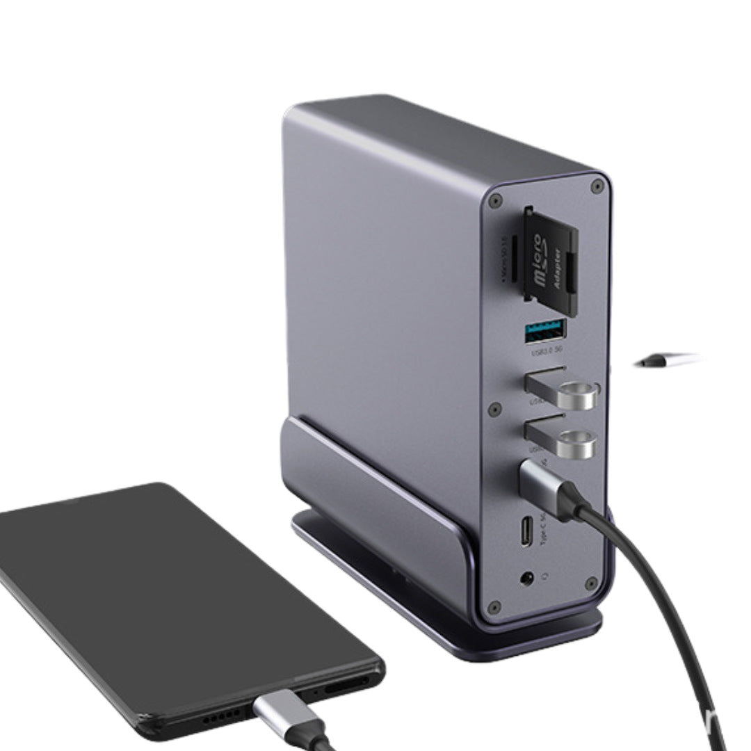 Type-C docking station 15-in-1 compatible with Thunderbolt 4 Gigabit Ethernet port desktop vertical USB multi-interface splitter