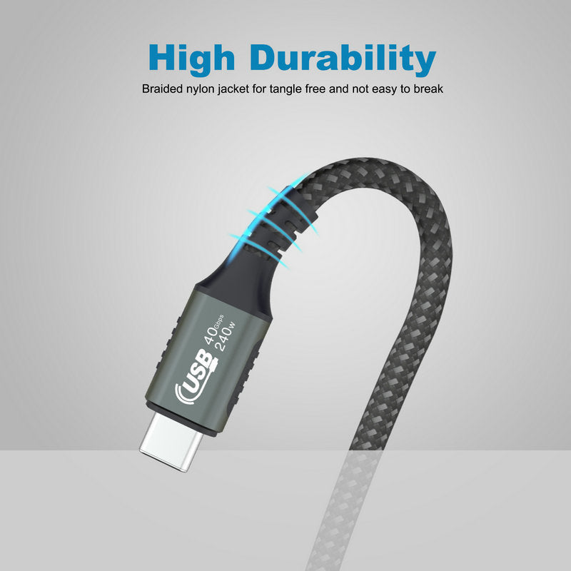 USB4 Data Cable – Fast Charging Type-C Two-Way Thunderbolt 4 High-Speed Cable with 8K Ultra HD Video Projection Support