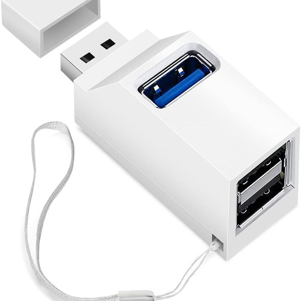 Mini 3-Port USB 3.0 High-Speed Hub — Portable One-to-Three Splitter Docking Station for Car Use