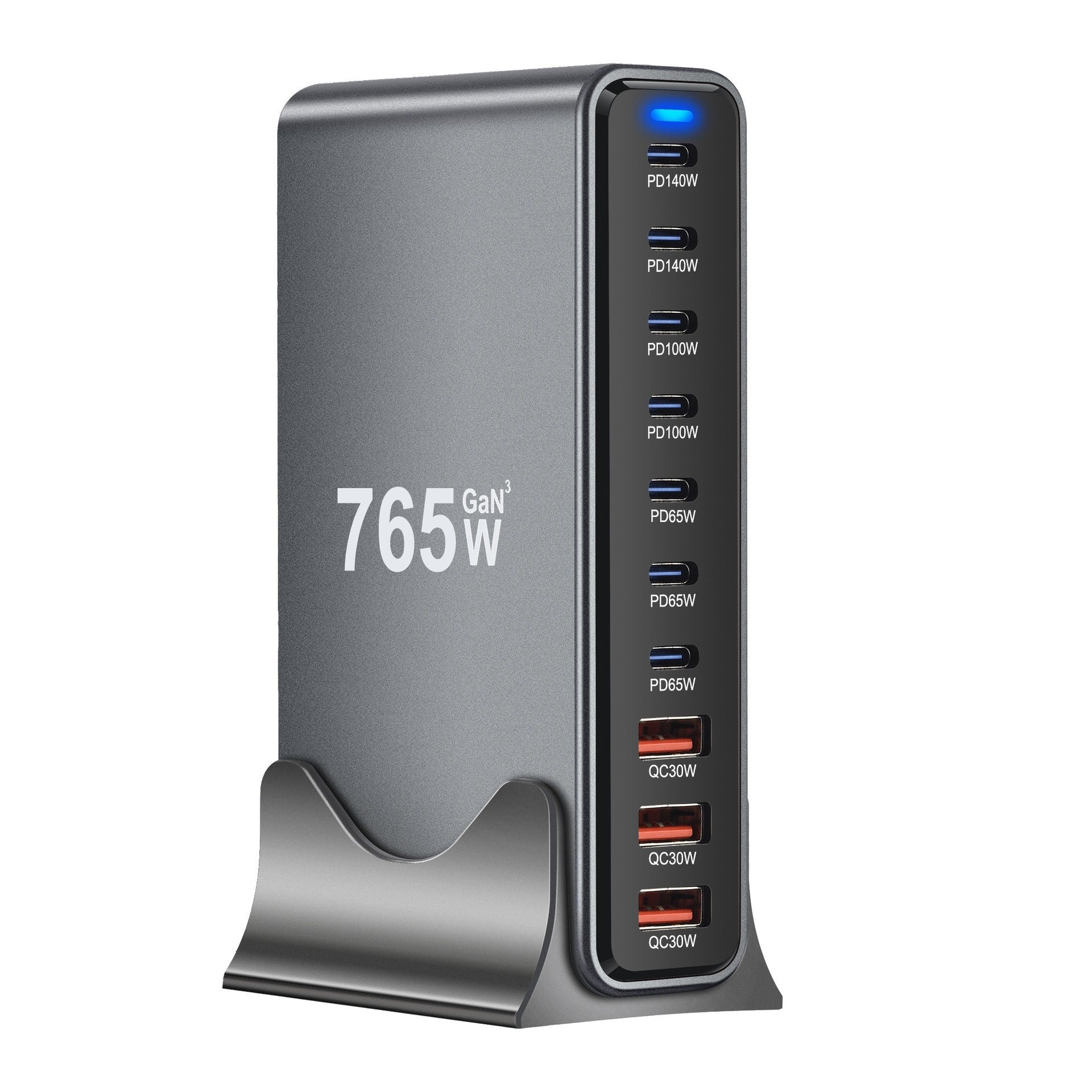 765W GaN Multiport Charger USB Fast Charging Head PD High Power Mobile Phone Charger GaN Desktop Charging Station