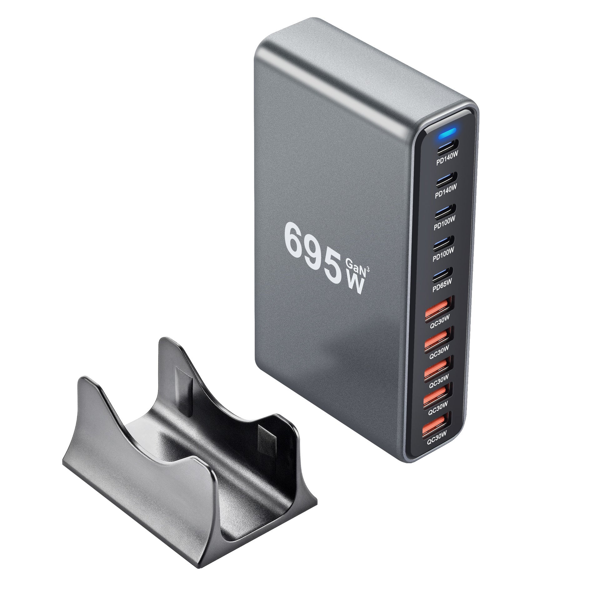 695W GaN Mobile Phone Multi-Port Charger TYPE C Fast Charging Flash Charging Head PD High Power Desktop Charging Station