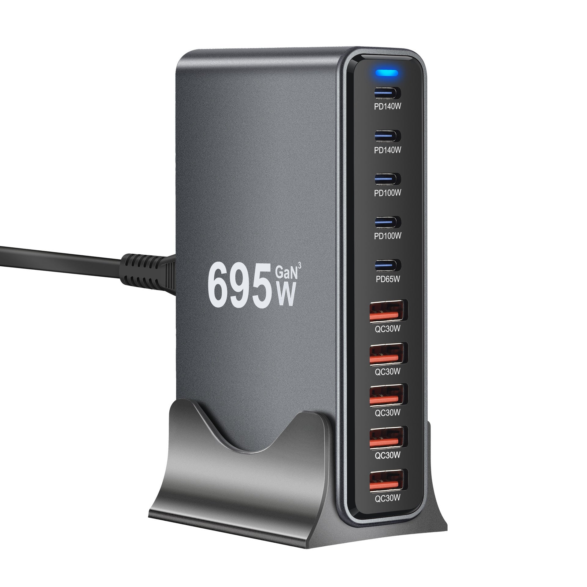 695W GaN Mobile Phone Multi-Port Charger TYPE C Fast Charging Flash Charging Head PD High Power Desktop Charging Station
