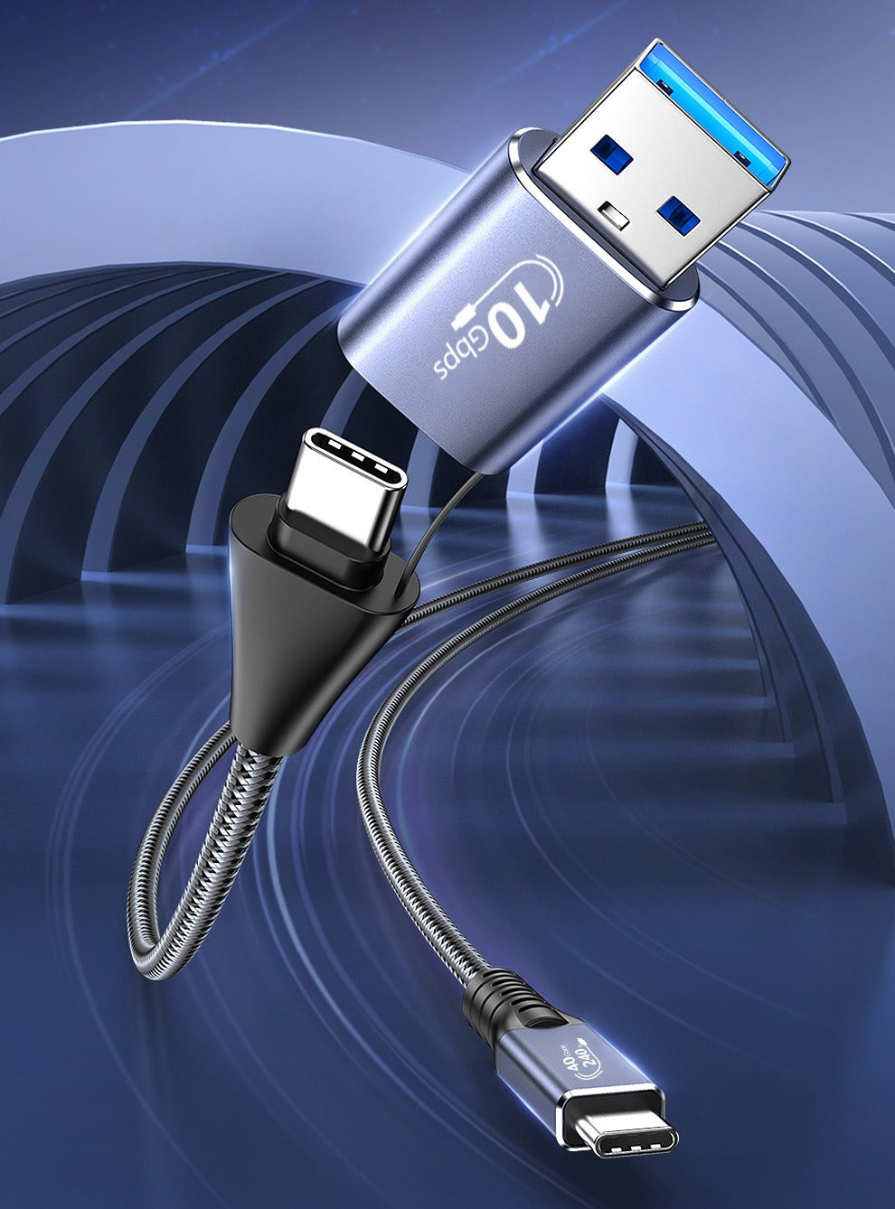 40Gbps Full-Function USB4 / Thunderbolt Cable – 8K Video, 240W PD Fast Charging, Tinned Copper Shielding