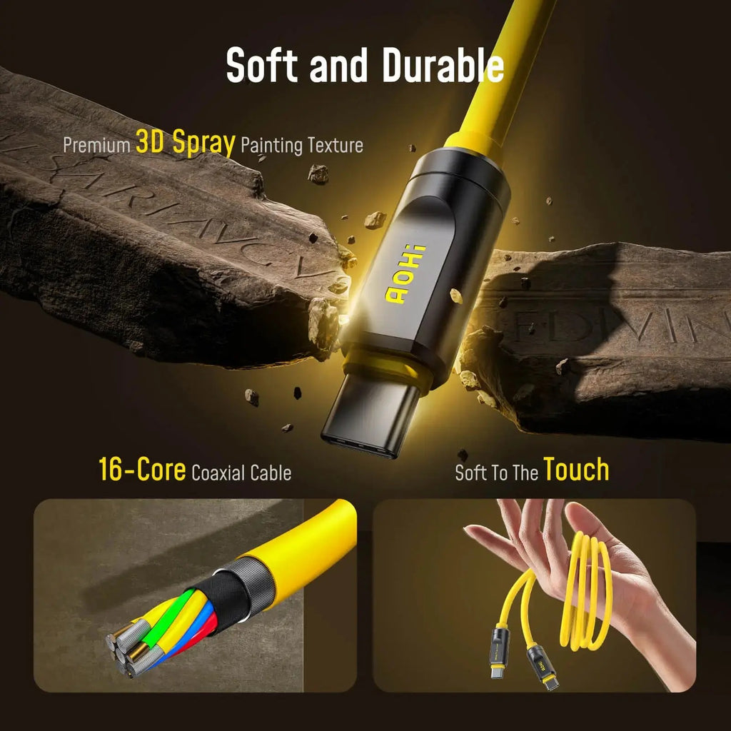 AOHI Adonis 3.3FT USB4 full function 80/120Gbps compatible Thunderbolt 5 fast charging data cable double head Type-C HD