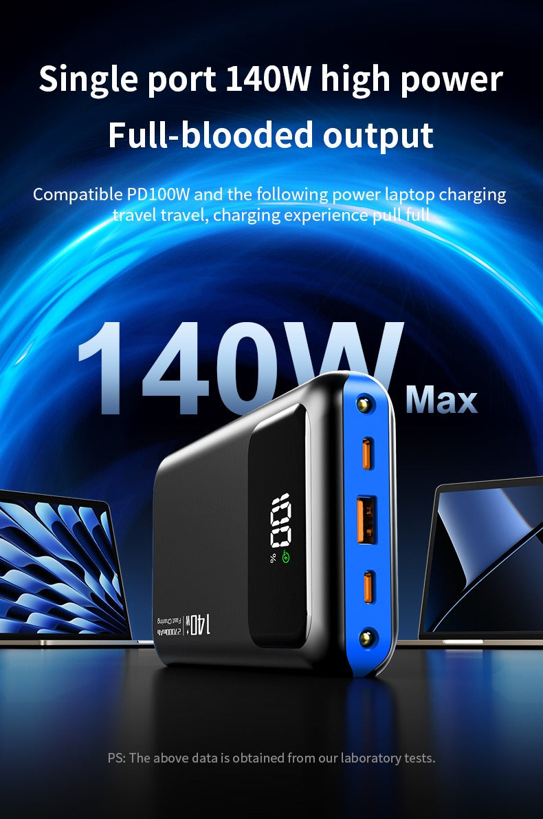 Laptop Power Bank 140W PD Fast Charging with Digital Display | Bidirectional Ultra-Large Capacity Mobile Power Bank