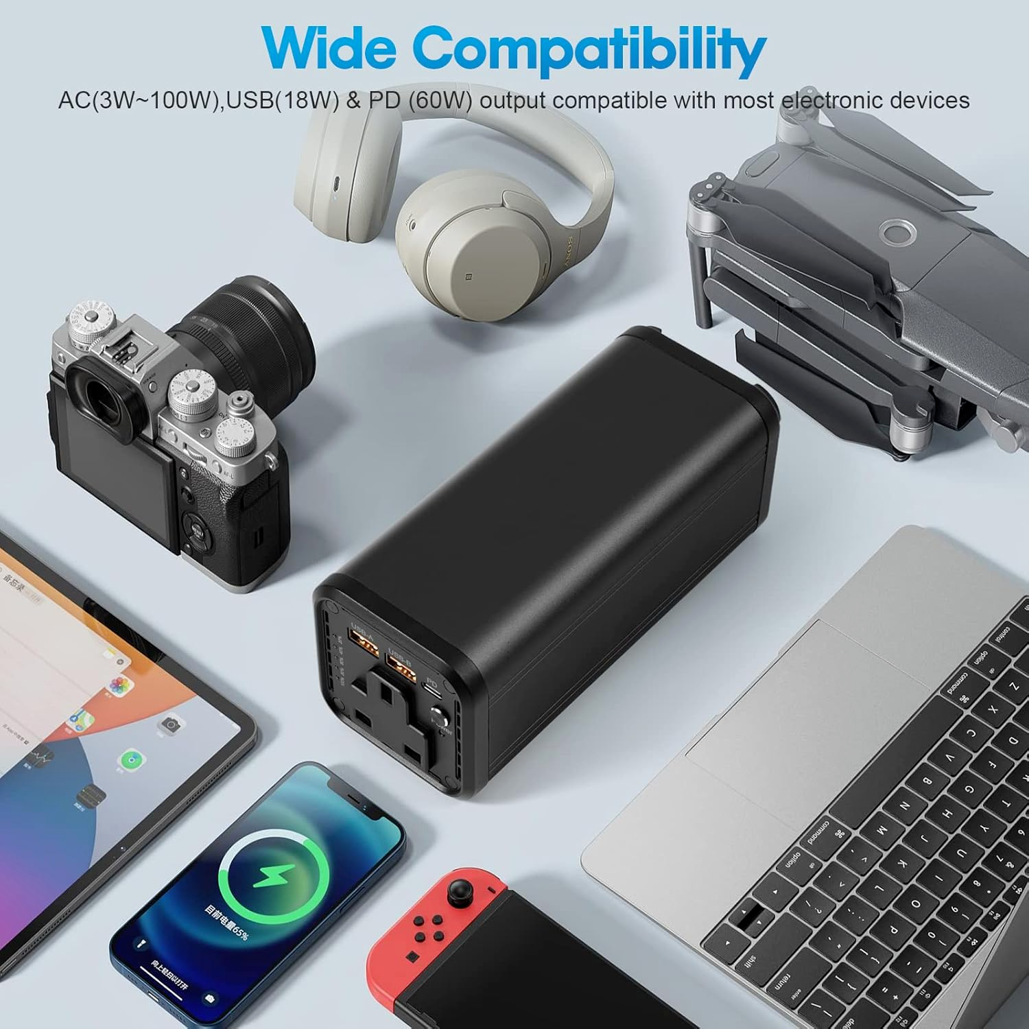 High-Capacity 220V Portable Power Station - Outdoor Energy Storage for Laptops, Phones & Tablets