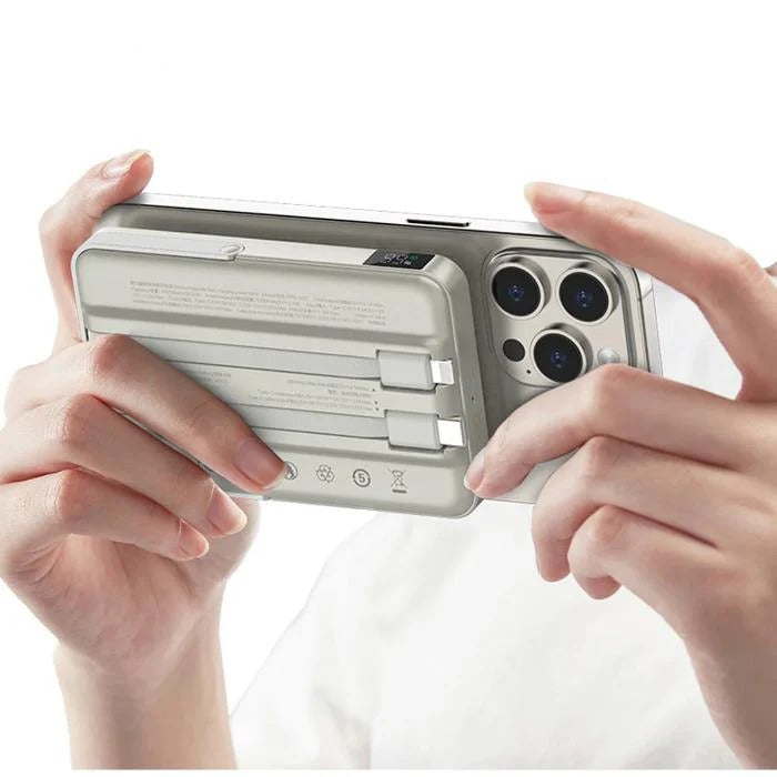 Recci RPB-W27 magnetic charging power bank with cable, mobile phone, watch, headphone, 3 in 1 fast charging, digital display