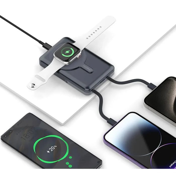 Recci RPB-W27 magnetic charging power bank with cable, mobile phone, watch, headphone, 3 in 1 fast charging, digital display
