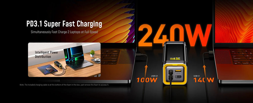 AOHI Future Starship 27600mAh Power Bank – 240W PD 3.1 Fast Charging Portable Charger for Laptops, iPhones, iPads & MacBooks