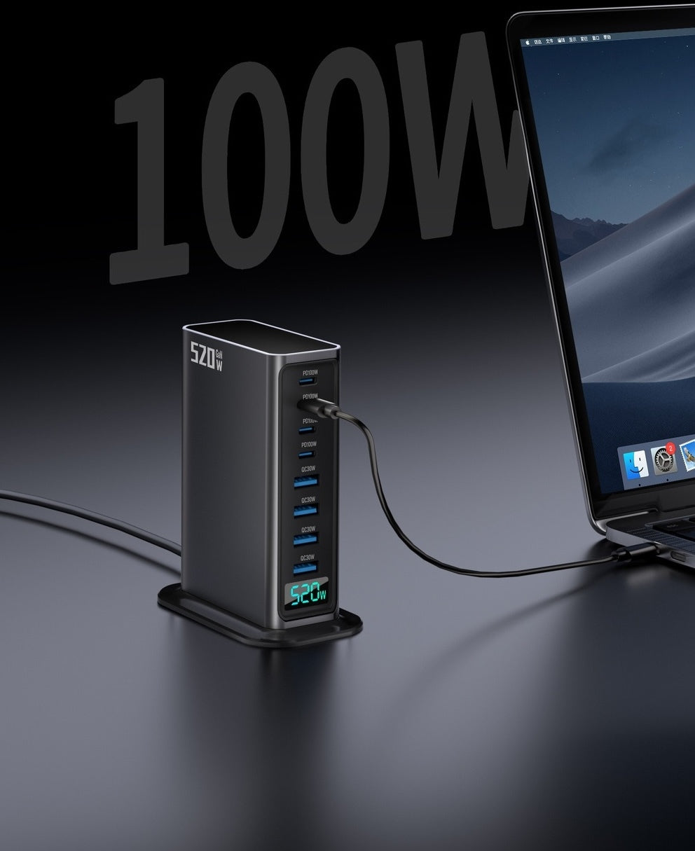 520W GaN Multi-Port Desktop Charger | Fast Charging Station for Apple Laptop, Tablet & Phone