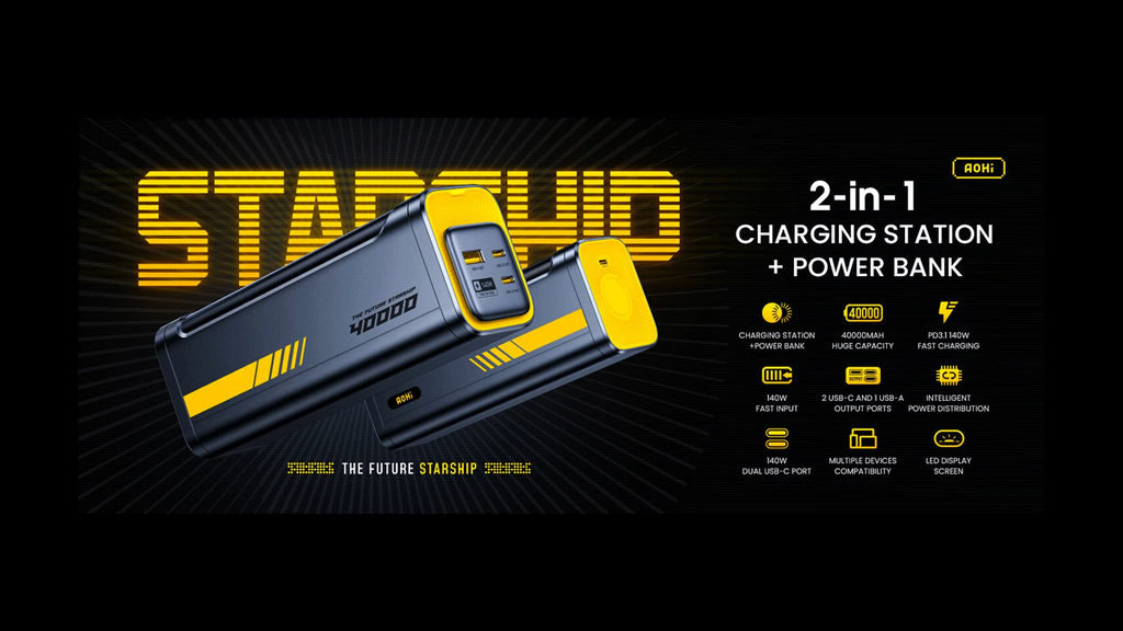 AOHI 140w future Starship mobile power bank 40000 mAh large capacity PD3.1 fast charge
