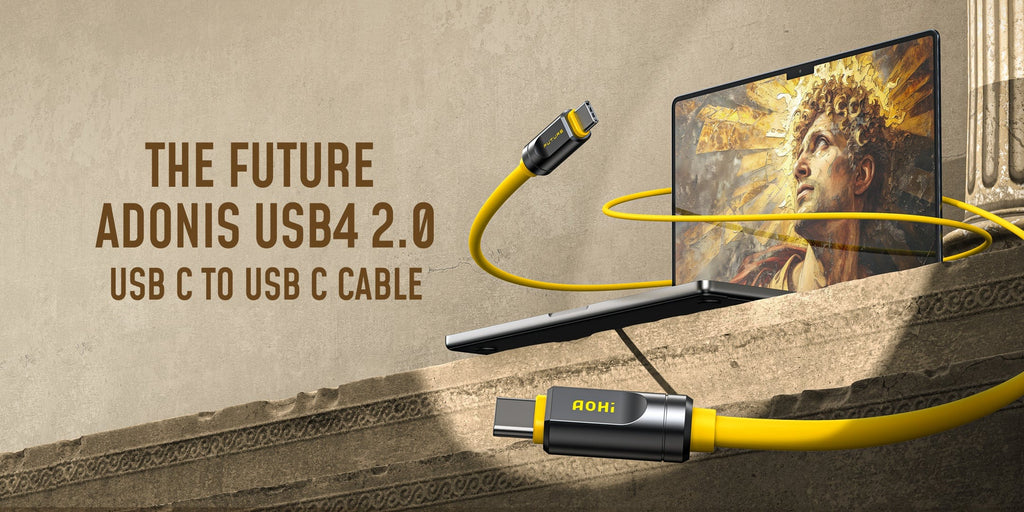 AOHI Adonis 3.3FT USB4 full function 80/120Gbps compatible Thunderbolt 5 fast charging data cable double head Type-C HD