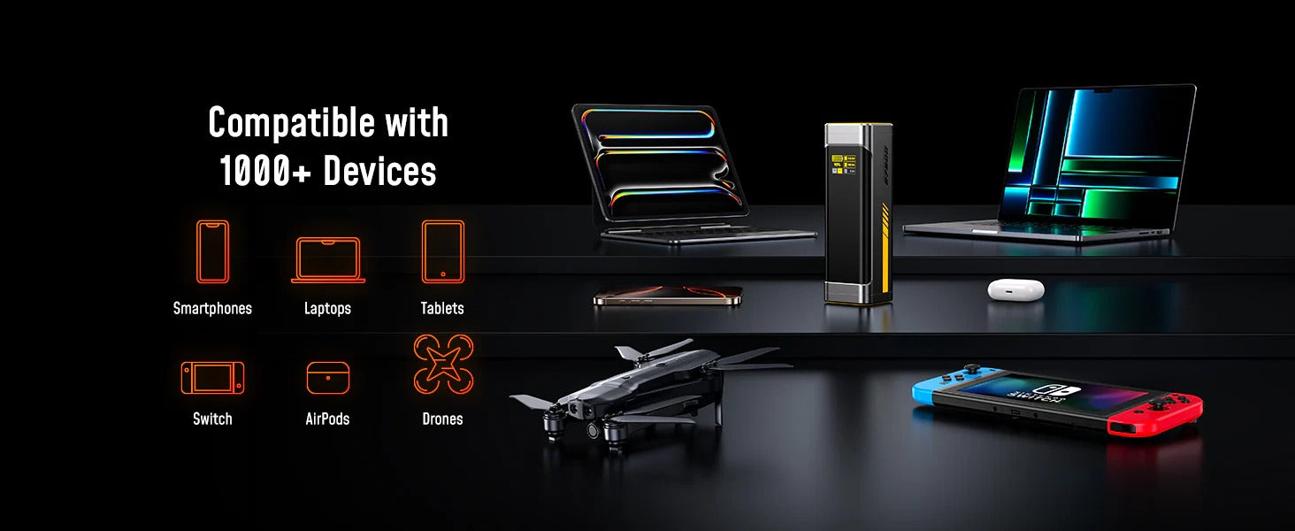 AOHI Future Starship 27600mAh Power Bank – 240W PD 3.1 Fast Charging Portable Charger for Laptops, iPhones, iPads & MacBooks