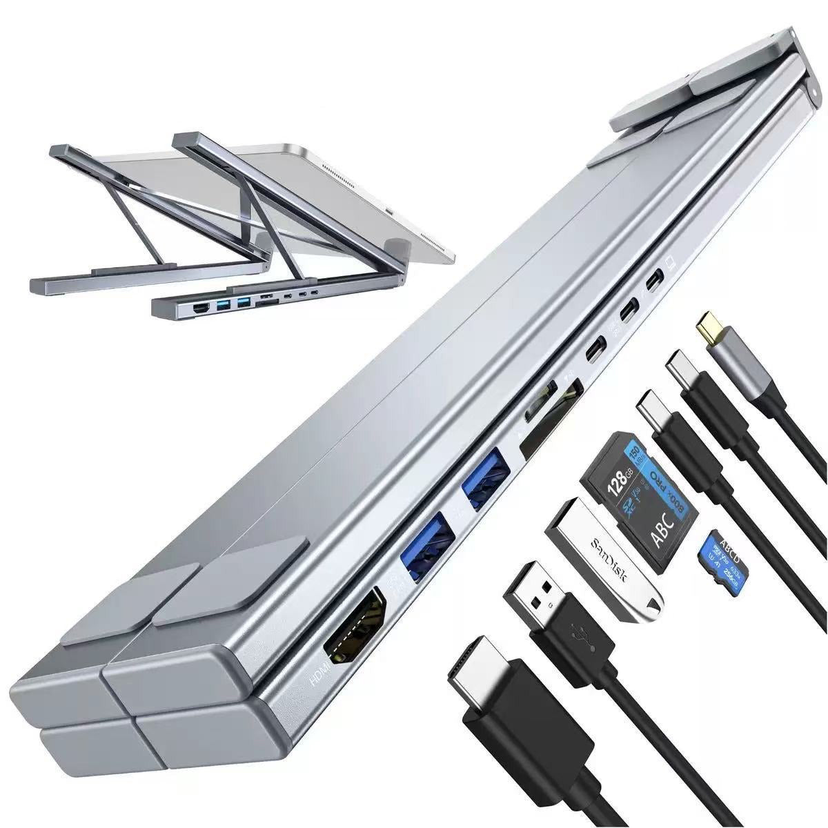 Multifunctional Type-C Laptop Stand Docking Station – USB-C Desktop Hub & Mobile Phone Tablet Holder
