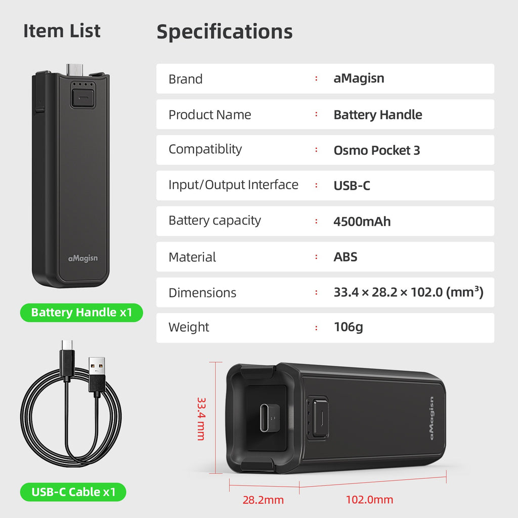 AmagisN Fast Charging Power Bank for DJI Osmo Pocket 3