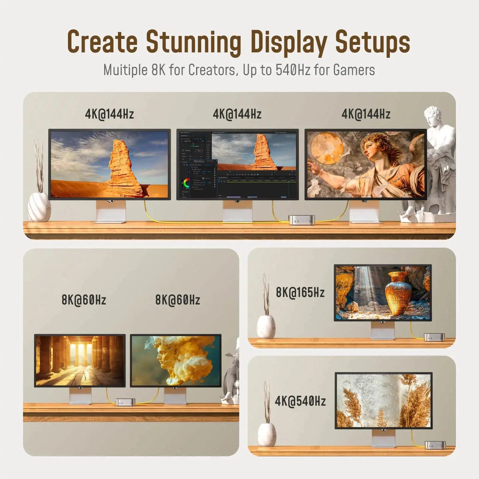 AOHI Adonis 3.3FT USB4 full function 80/120Gbps compatible Thunderbolt 5 fast charging data cable double head Type-C HD