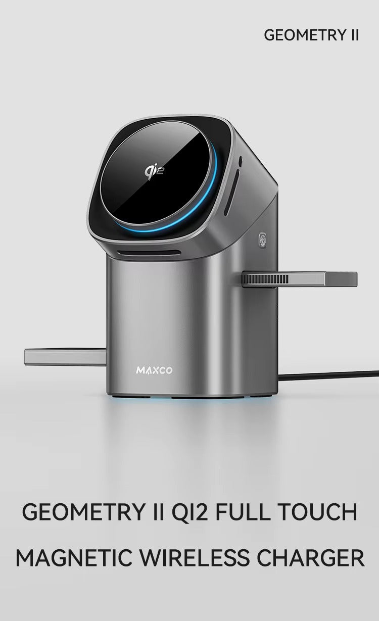 Qi2 3-in-1 Magnetic Wireless Charger with Touch Control & Electric Rotation | Fast Charging Dock for iPhone, Apple Watch & AirPods | Compatible with Samsung Devices