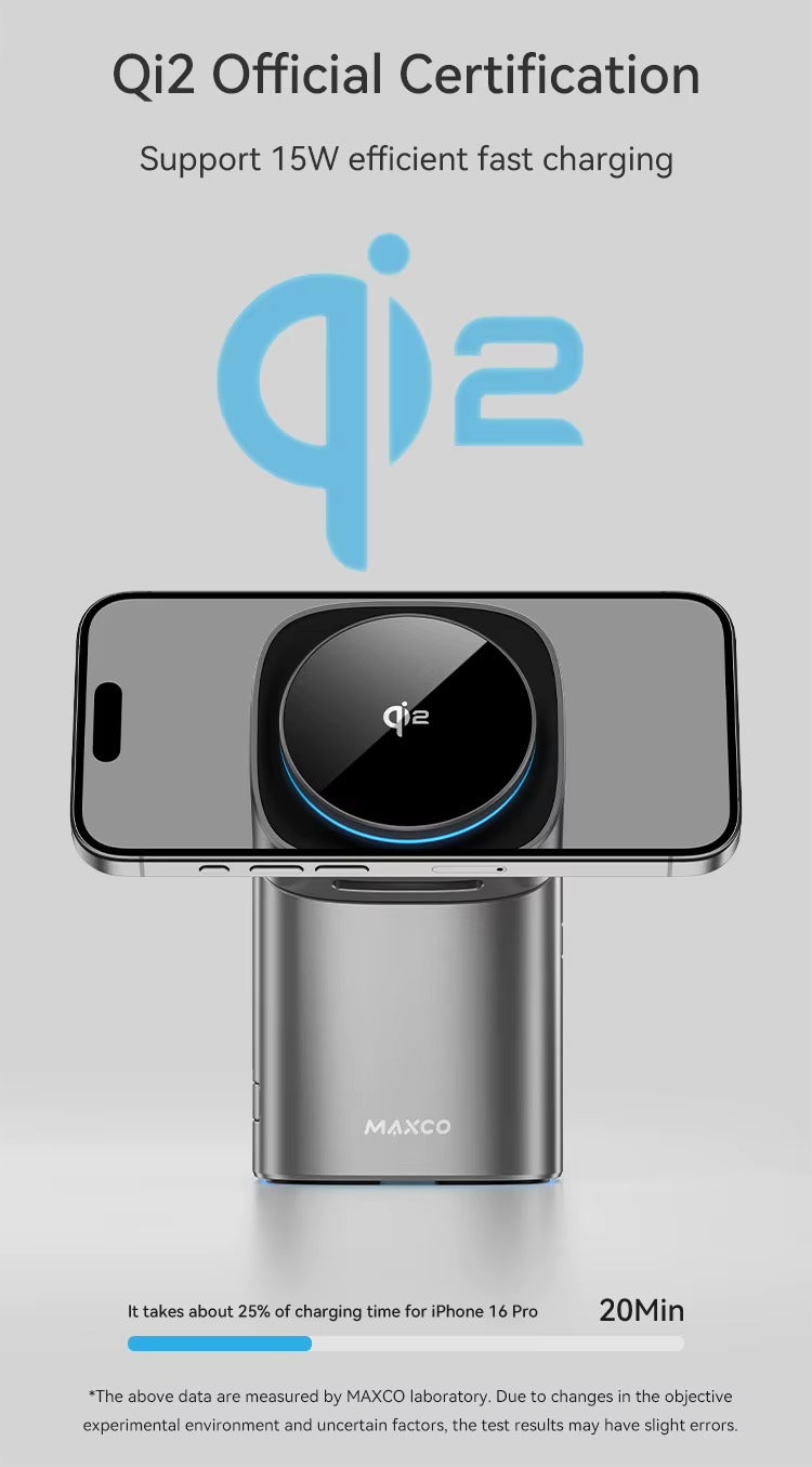 Qi2 3-in-1 Magnetic Wireless Charger with Touch Control & Electric Rotation | Fast Charging Dock for iPhone, Apple Watch & AirPods | Compatible with Samsung Devices