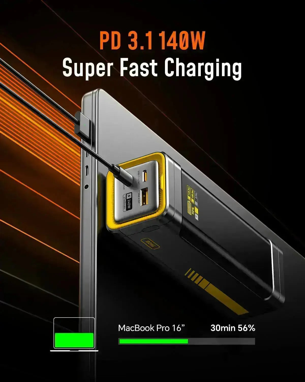 AOHI Future Starship 27600mAh Power Bank – 240W PD 3.1 Fast Charging Portable Charger for Laptops, iPhones, iPads & MacBooks