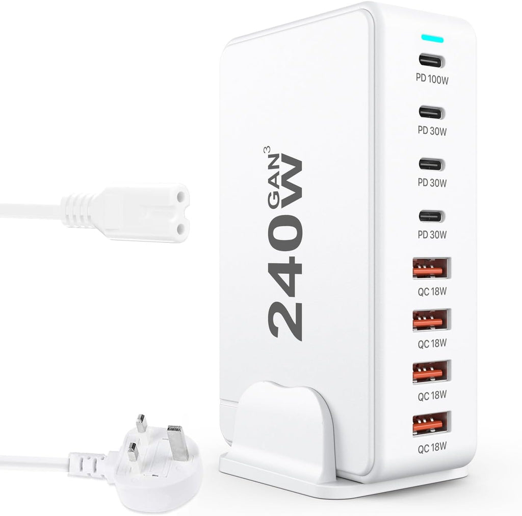 240W Gallium Nitride (GaN) Charger – 20V 5A High-Power Universal Desktop Charging Station for Smartphones, Tablets & Laptops