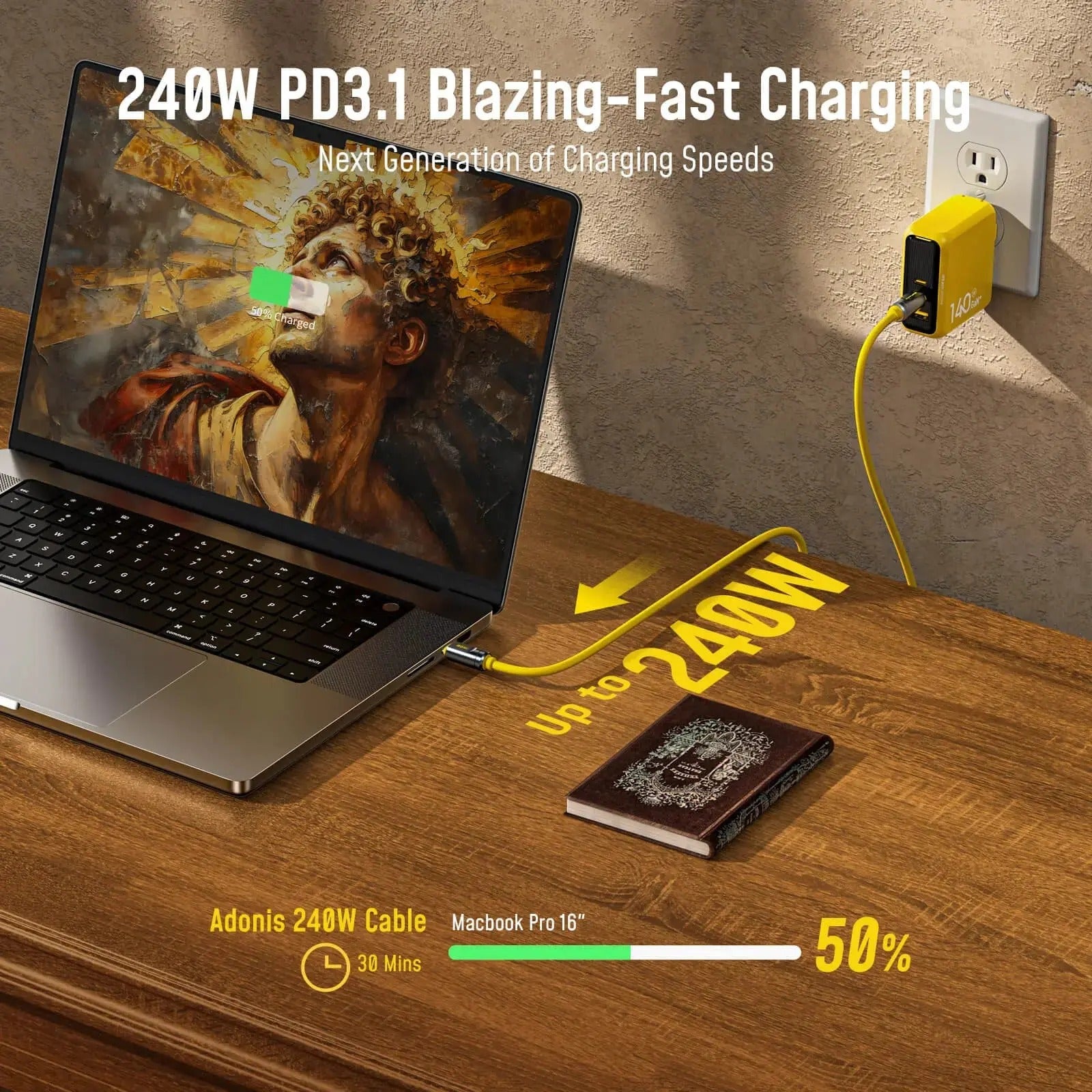 AOHI Adonis 3.3FT USB4 full function 80/120Gbps compatible Thunderbolt 5 fast charging data cable double head Type-C HD