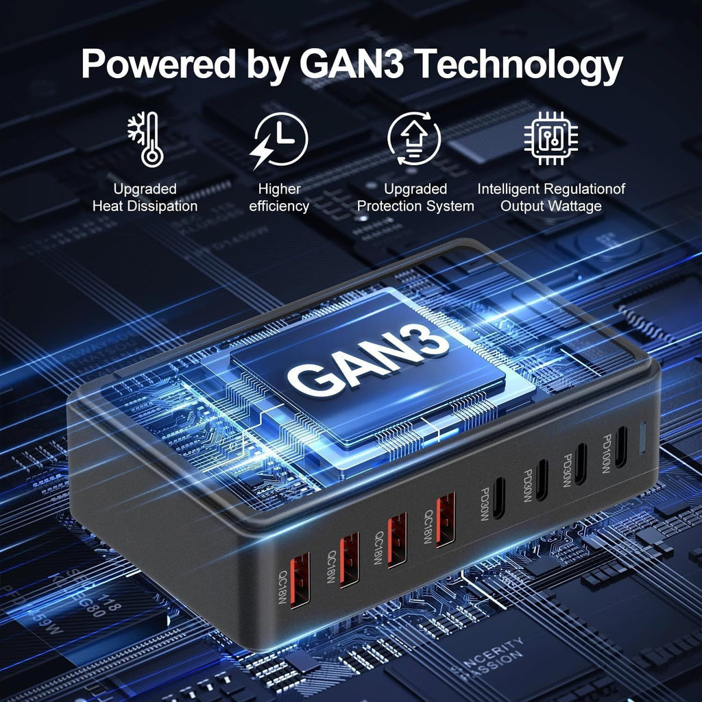 240W Gallium Nitride (GaN) Charger – 20V 5A High-Power Universal Desktop Charging Station for Smartphones, Tablets & Laptops